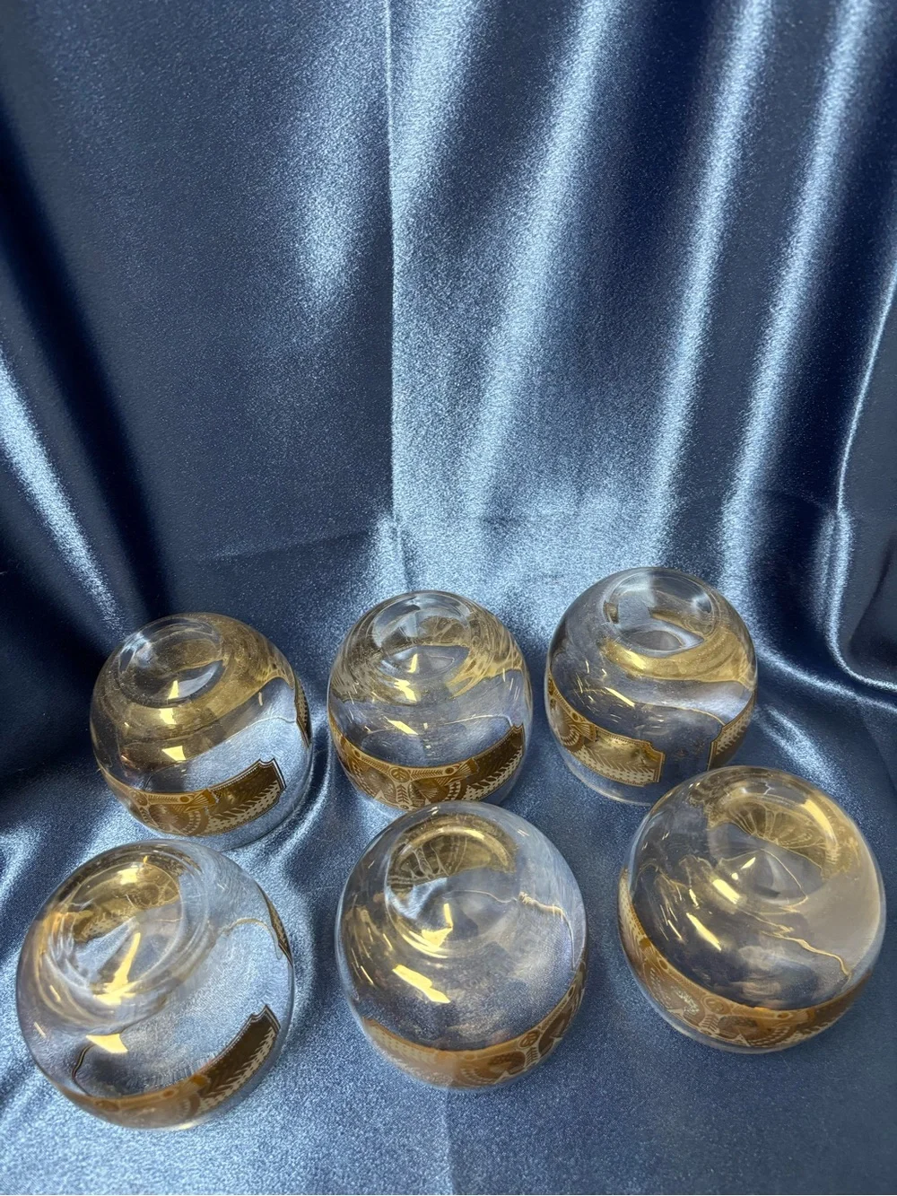 Vintage Signed George Briard Rolly Polly Glasses, 6 in set, in a bird motif